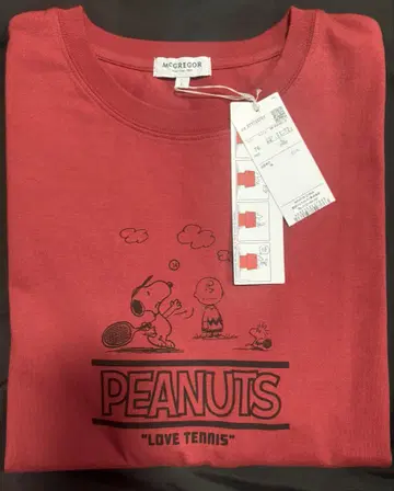 맥레거 PEANUTS 스누피 반팔 T셔츠 레드 미사용 택 포함