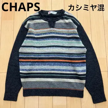 CHAPS 챕스 니트 스웨터 캐시미어 혼방 보더 M 사이즈