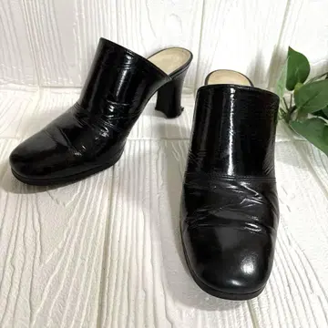 히미코 뮬 가죽 천연 가죽 블랙 블랙 23.5cm