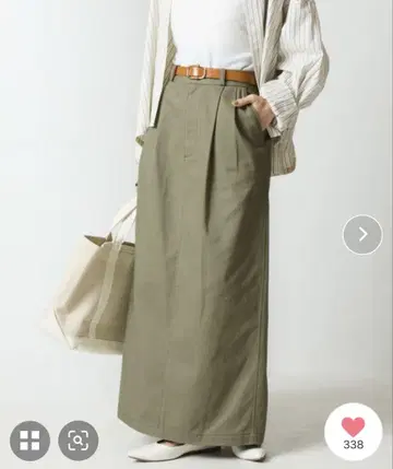 FREAK'S STORE 한정판 전개 턱 치노 스커트 카키