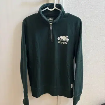 Roots 다크 그린 하프 지퍼 후드티