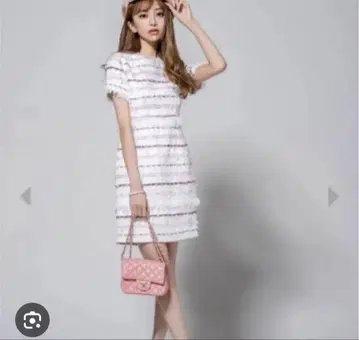 에밀리아 위즈 마리아 켄트 트위드 반팔 하프 슬리브 미니 원피스