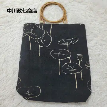 나카가와 마사시치 상점 린넨과 대나무 백 연꽃 패턴 린넨