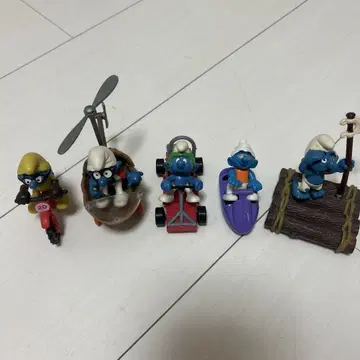 빈티지 스머프 피규어 탈것 5체 세트