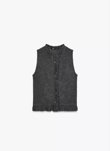 ZARA 자라 소프트 프릴 슬리브리스 니트