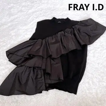 FRAY I.D 아지메 타프타 프릴 니트 슬리브리스 프릴 블랙