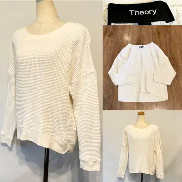 theory 띠어리 와플 긴팔 티셔츠 화이트 S 오버 실루엣
