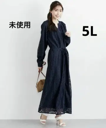 미사용 새상품 네이비 원피스 빅 사이즈 5L 정가 14,190엔