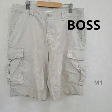[ 린넨 소재 ] BOSS 카고 숏팬츠 아이보리 로고