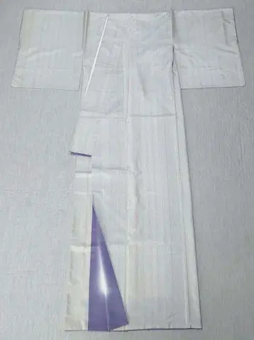 화이트 오시마 명주 줄무늬 격자