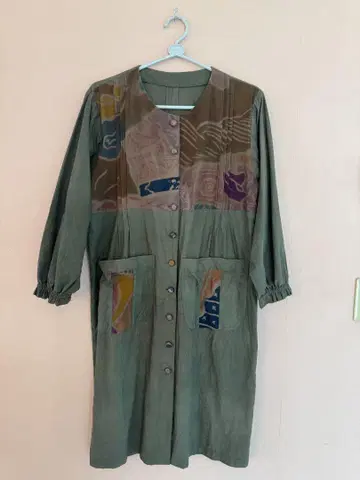 깃발 떫은 감 염색 빈티지 원단 리메이크 코트