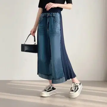ABITOKYO 18년 가우초 사이드 플리츠 데님 팬츠 네이비