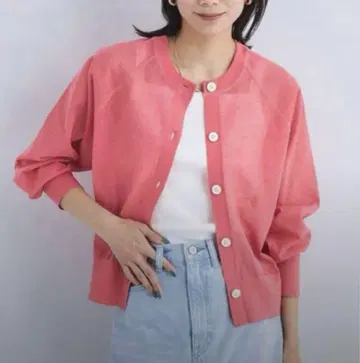 그린 라벨 릴랙싱 2WAY 가디건 숨김 가디건 핑크