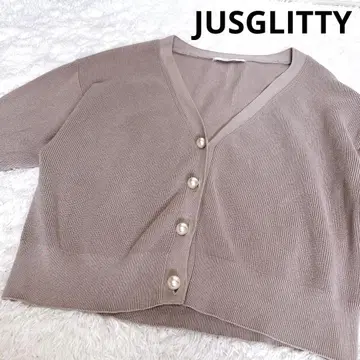 JUSGLITTY 저스길리티 숏 가디건 펄 핑크