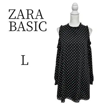 새상품급 ZARA BASIC 자라 베이직 블랙 도트 원피스 L
