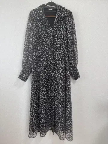MOUSSY 블랙 꽃무늬 롱 원피스
