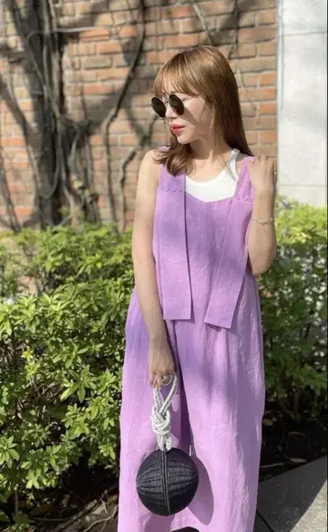 BayBee 린넨 소재 롱 원피스 [ LILAC 색상 ]