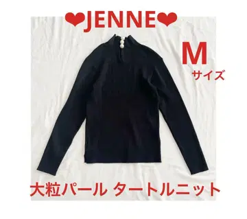 JENNE 대형 펄 터틀 니트 M 사이즈 블랙 리브
