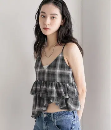 새상품 로리즈팜 옴브레 체크 뷔스티에