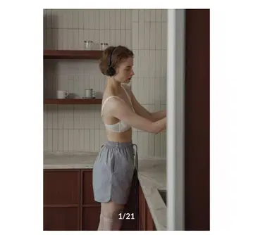 녹차 노크차 숏팬츠 스트라이프 팬츠 하프 팬츠 블루