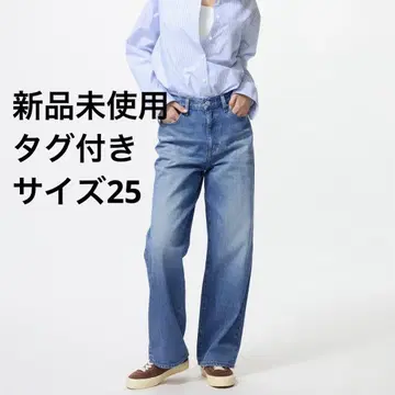 [ UNIQLO ] 와이드 스트레이트 청바지 64 BLUE 사이즈 25