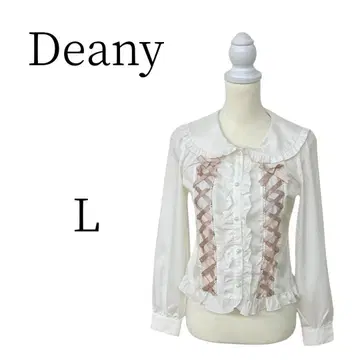 새상품급 Deany 디니 화이트 핑크 긴팔 셔츠/블라우스 L