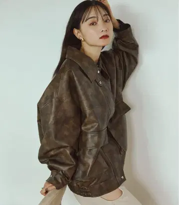 빈티지 가죽 자켓 브라운