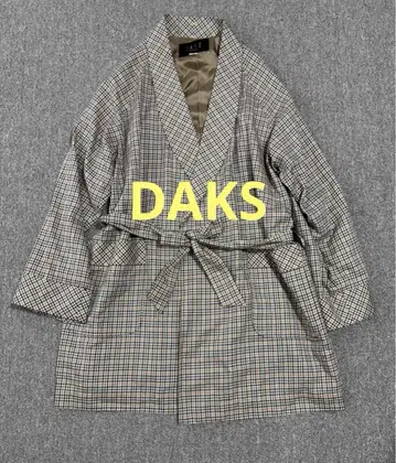 DAKS 숄카라 하우스 체크 가운 자켓 로고 안감