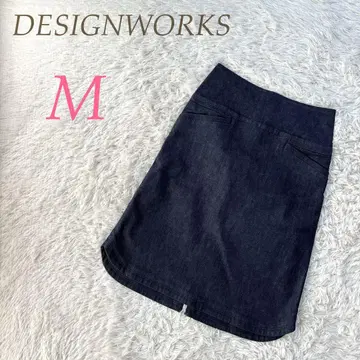 DESIGNWORKS 다크 무릎 기장 데님 스커트 M