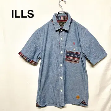 ILLS 피케 셔츠 레귤러 기장 반팔 레귤러 카라 가슴 포켓