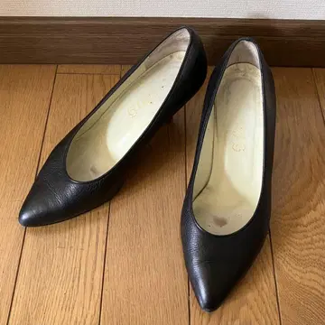 블랙 가죽 스틸레토 하이힐 22cm used