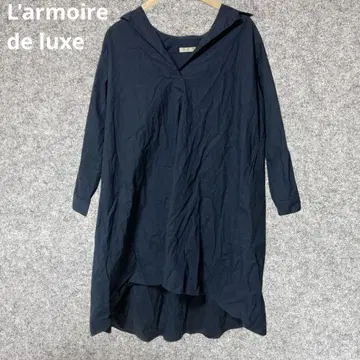 L'armoire de luxe 네이비 셔츠 원피스 긴팔 V넥