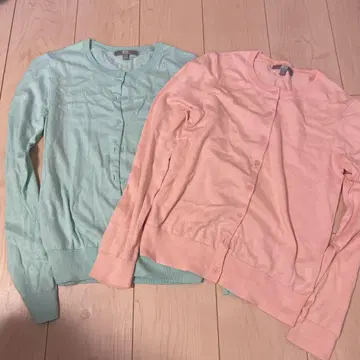UNIQLO 핑크 민트 긴팔 가디건 2세트