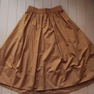 DRESSTERIOR 타프타 플레어 스커트 36 브라운 머스타드