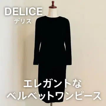 DELICE 블랙 벨벳 롱 원피스 리본 포함