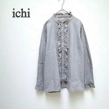 ichi 이치 프릴 블라우스 코튼 린넨 내추럴 그레이