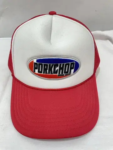 knmen140-0209 PORKCHOP 빨흰 메쉬 캡 F