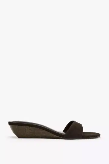 zara 스웨이드 웨지 샌들 로우힐 라운드토 브라운 38