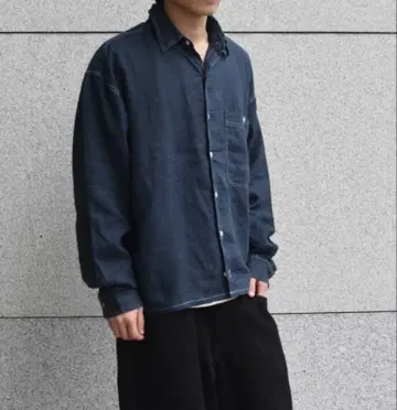 Goouch Customize L/S Linen Shirt Navy