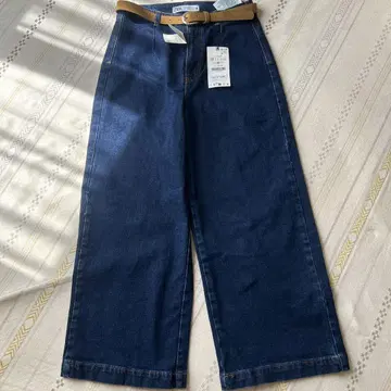 ZARA 자라 다크 블루 와이드 팬츠 벨트 포함 사이즈 38