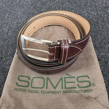 SOMES SADDLE 가죽 벨트 브라운 실버 보관 주머니 미사용 보관