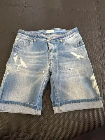 PMDS 피엠디에스 데미지 페인트 데님 숏팬츠