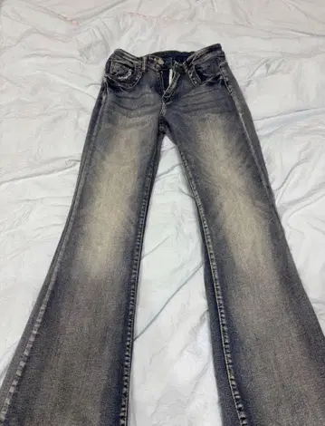 부츠컷 데님 다크 그레이 페이드 가공