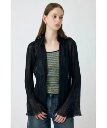 SHEER PLEATS 셔츠 블랙