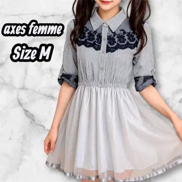 axes femme 자수 도킹 원피스 스트라이프 M 사이즈