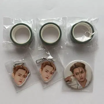 INI 타지마 쇼고 캡슐 토이 키링 얼굴 캔뱃지 마스킹 테이프