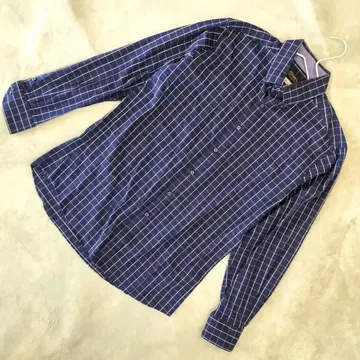Navy PREMIUM 긴팔 셔츠 L 네이비 체크 무늬 코튼