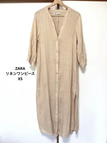 ZARA 100% 린넨 롱 셔츠 원피스 7부 소매