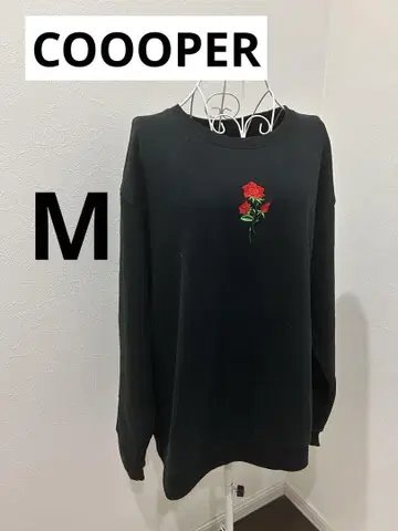 [미사용] COOOPER 백 지퍼 장미 자수 빅 맨투맨 남성용 M