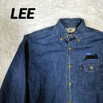 LEE 데님 버튼 다운 셔츠 기업 로고